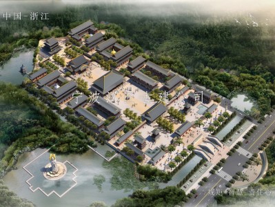 昆明寺院重建规划布局鸟瞰图