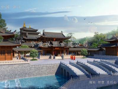昆明寺院重建规划设计方案鸟瞰图—积福禅寺